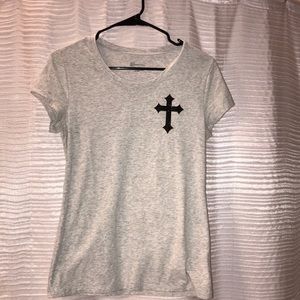 Grey top with black cross